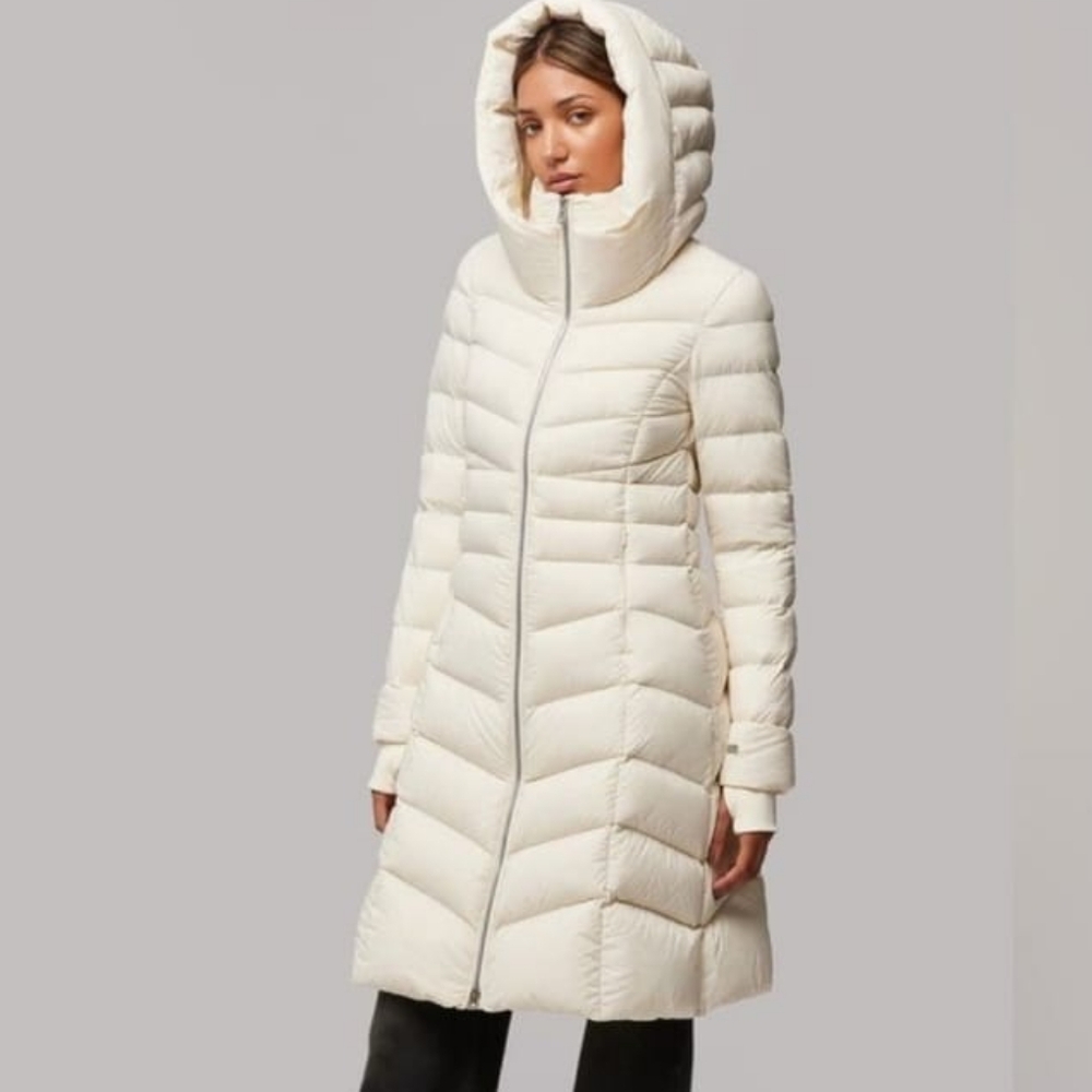 NWT Soia & Kyo Powder White Long Down Puffer Coat